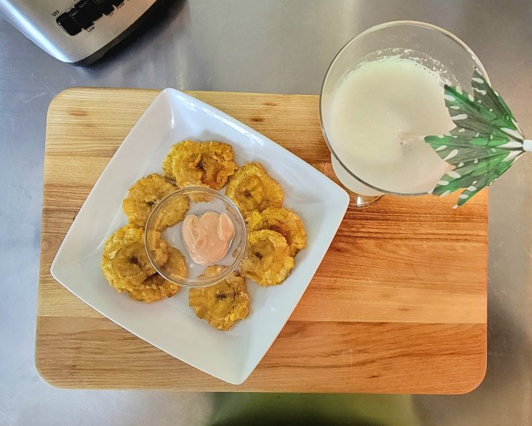 Tostones and pina colada